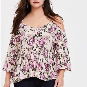 Torrid off the shoulder babydoll blouse
